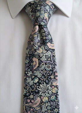 Gianni Feraud Liberty of London flower floral bird cotton slim skinny tie - 59"